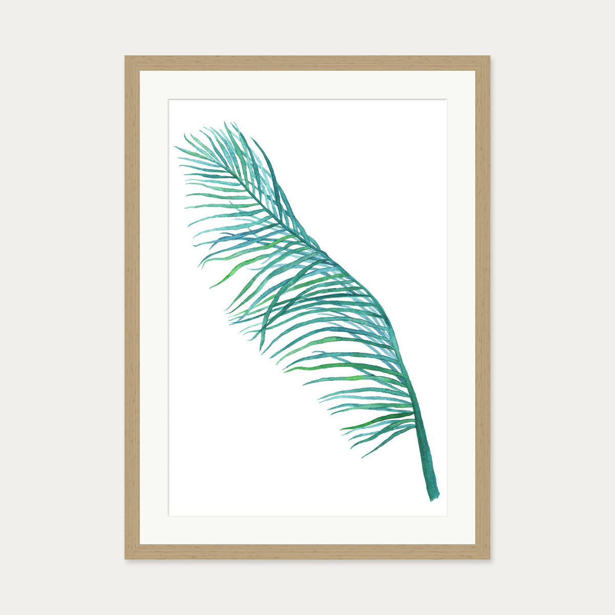 Botanics Watercolour Leaf Art Print — 50 x 70 cm — Oak Frame