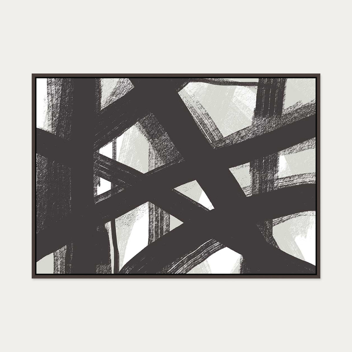 Brave Line Marks Canvas Art — 70 x 100 cm — Brown Frame