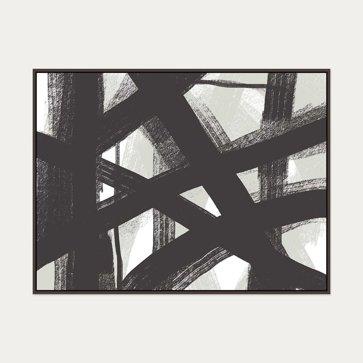 Brave Line Marks Canvas Art — 90 x 120 cm — Brown Frame