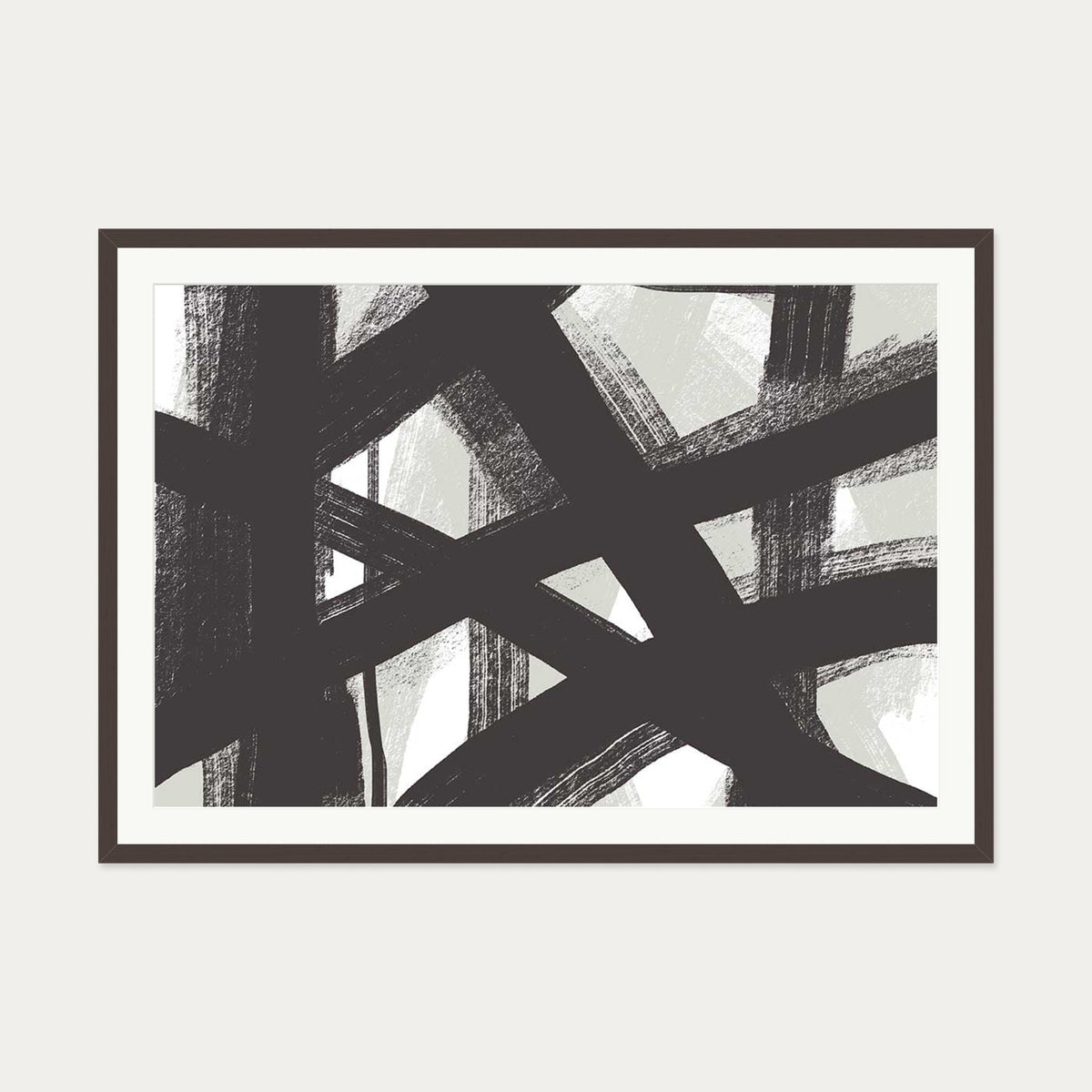 Brave Line Marks Art Print — 70 x 100 cm — Brown Frame