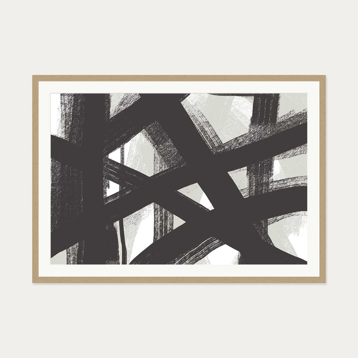 Brave Line Marks Art Print — 70 x 100 cm — Oak Frame