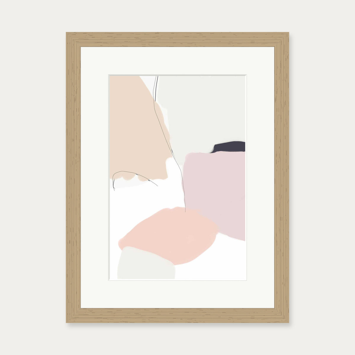 Bright Abstract Shapes Art Print — 30 x 40 cm — Oak Frame