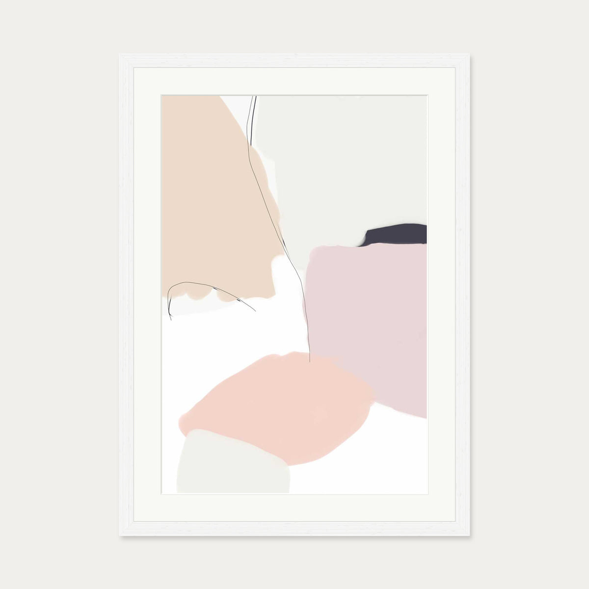Bright Abstract Shapes Art Print — 50 x 70 cm — White Frame