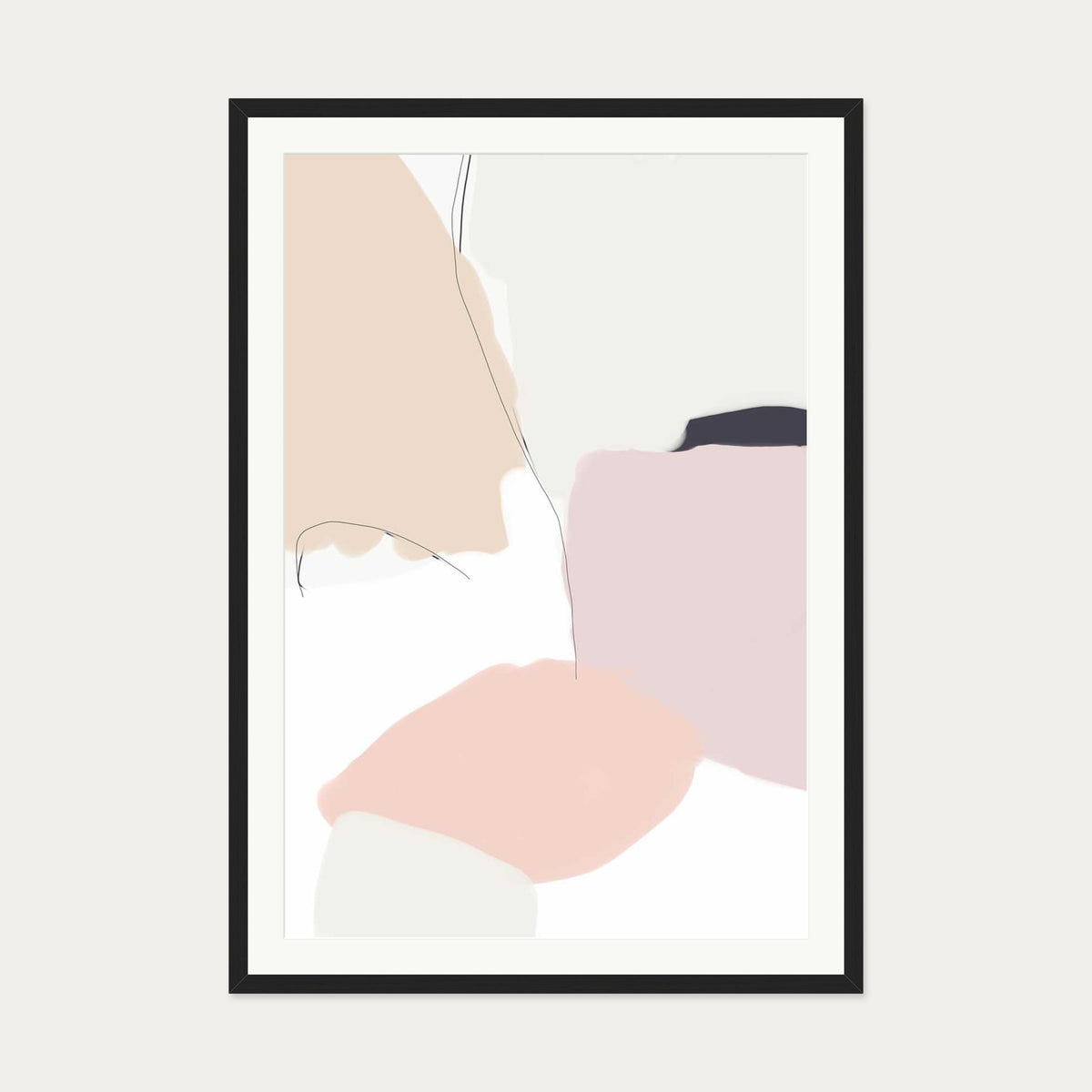 Bright Abstract Shapes Art Print — 70 x 100 cm — Black Frame
