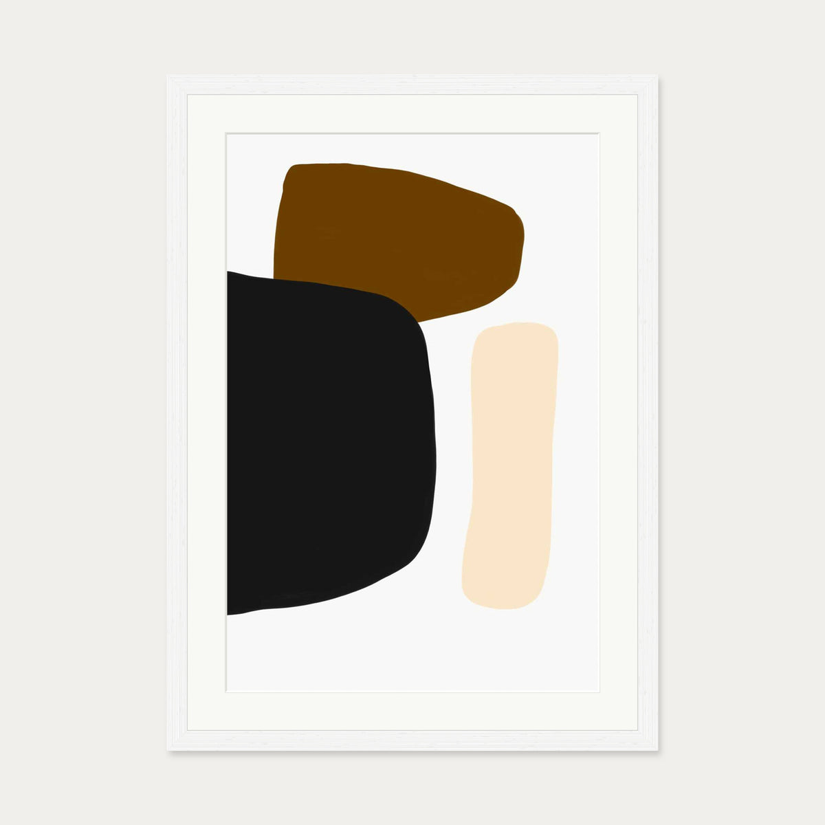 Brown Tones Shapes Art Print — 50 x 70 cm — White Frame