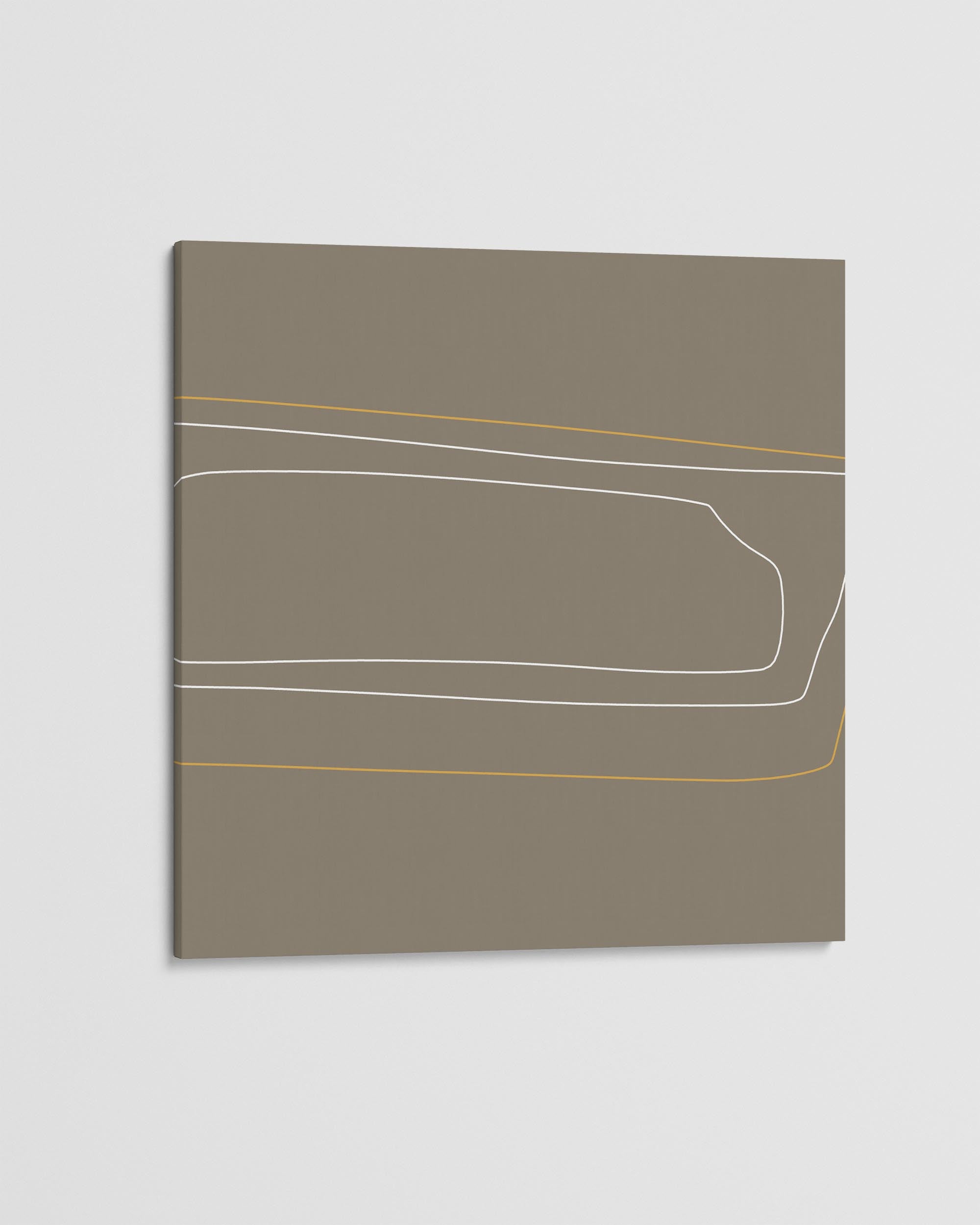 Brown On White Gold Lines Canvas Art