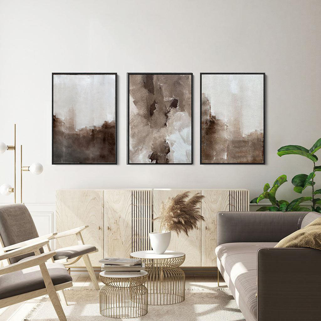 Abstract Brown Shade Canvas Set of 3-Abstract House
