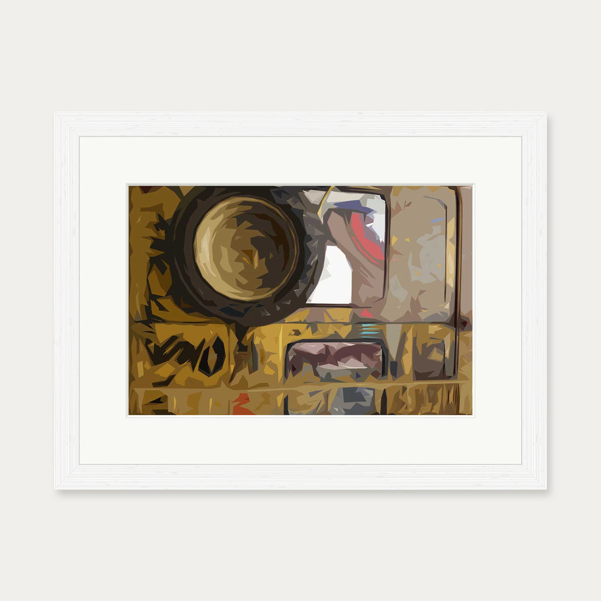 Brushed Abstract Van Art Print — 30 x 40 cm — White Frame