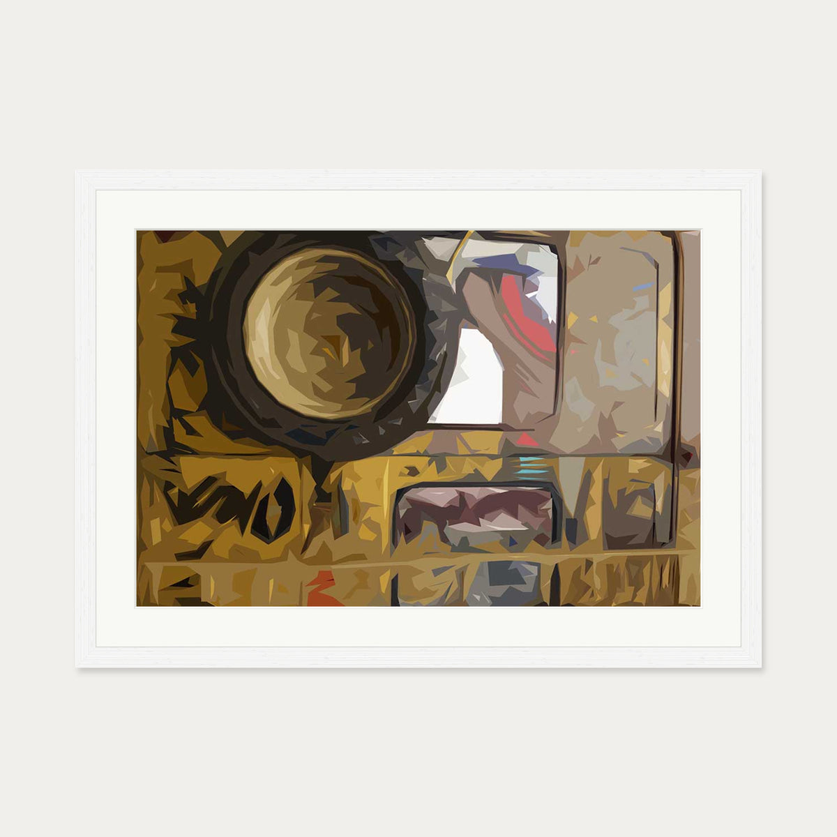 Brushed Abstract Van Art Print — 50 x 70 cm — White Frame