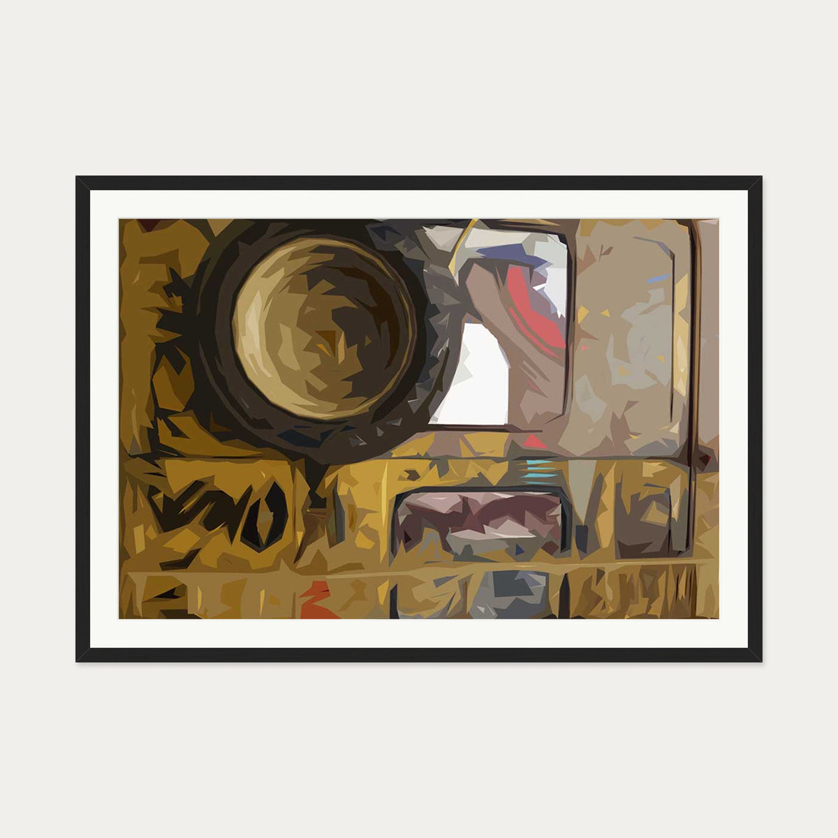 Brushed Abstract Van Art Print — 70 x 100 cm — Black Frame