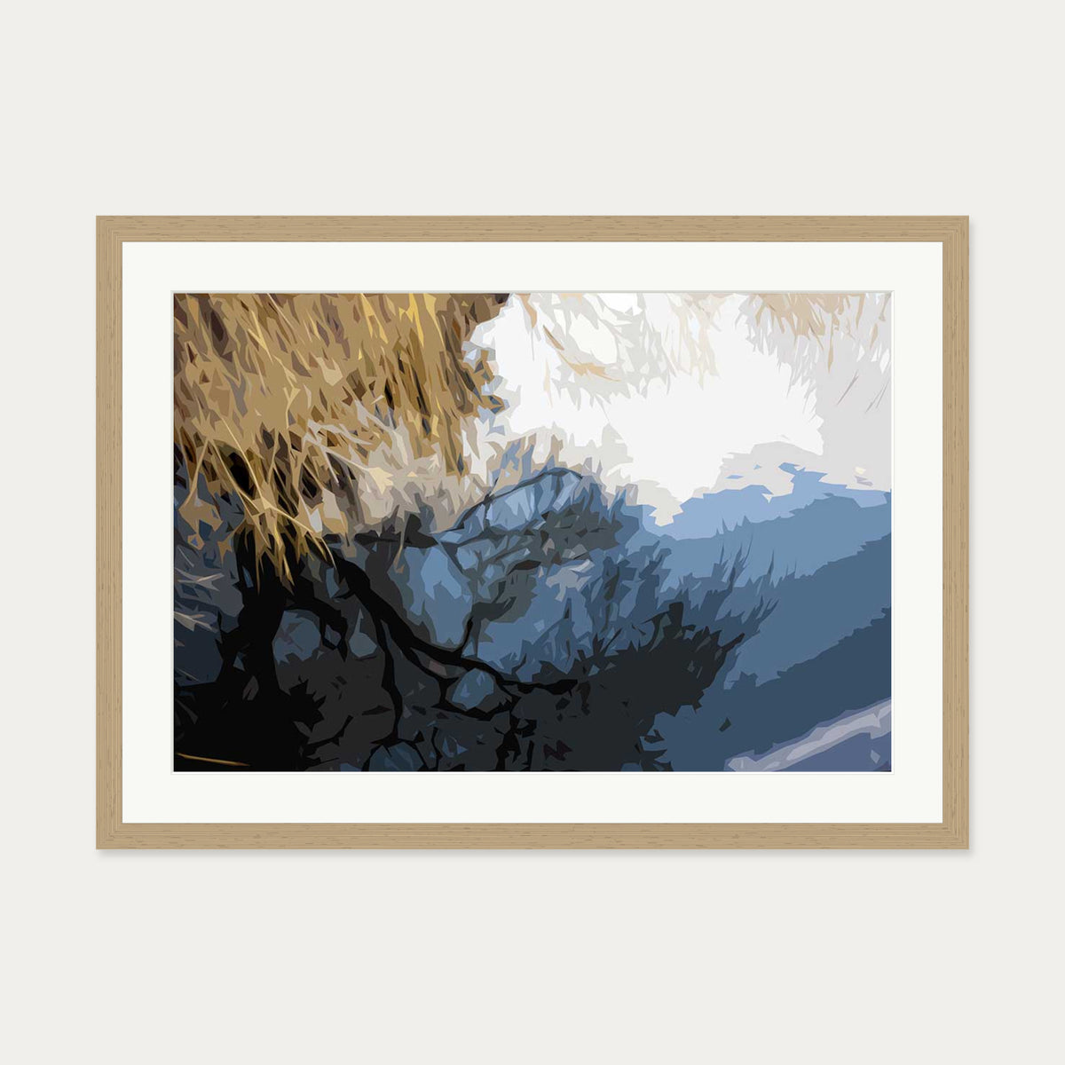 Brushed Landscape, Camden Art Print — 50 x 70 cm — Oak Frame