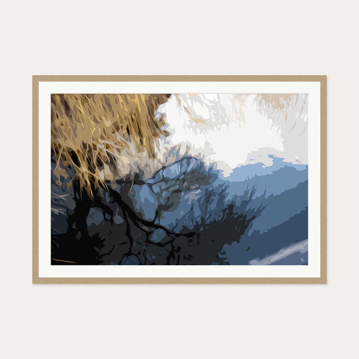 Brushed Landscape, Camden Art Print — 70 x 100 cm — Oak Frame