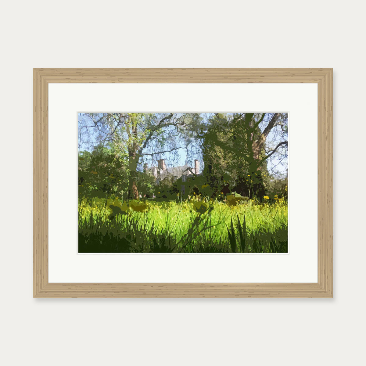 Brushed Landscape Art Print — 30 x 40 cm — Oak Frame
