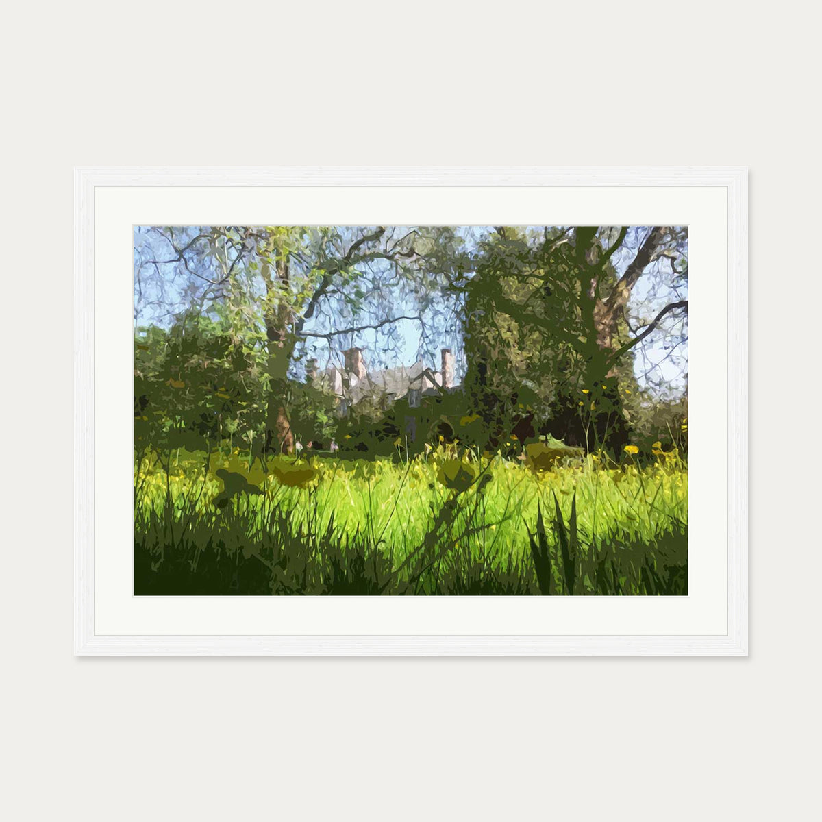 Brushed Landscape Art Print — 50 x 70 cm — White Frame