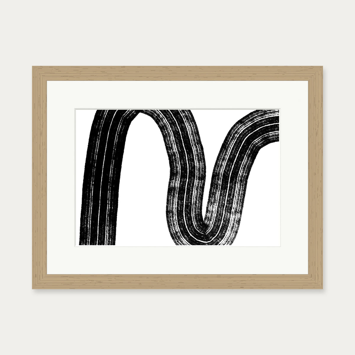 Brushed Line Art Print — 30 x 40 cm — Oak Frame
