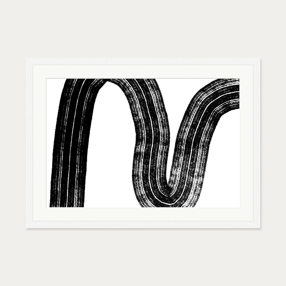 Brushed Line Art Print — 50 x 70 cm — White Frame