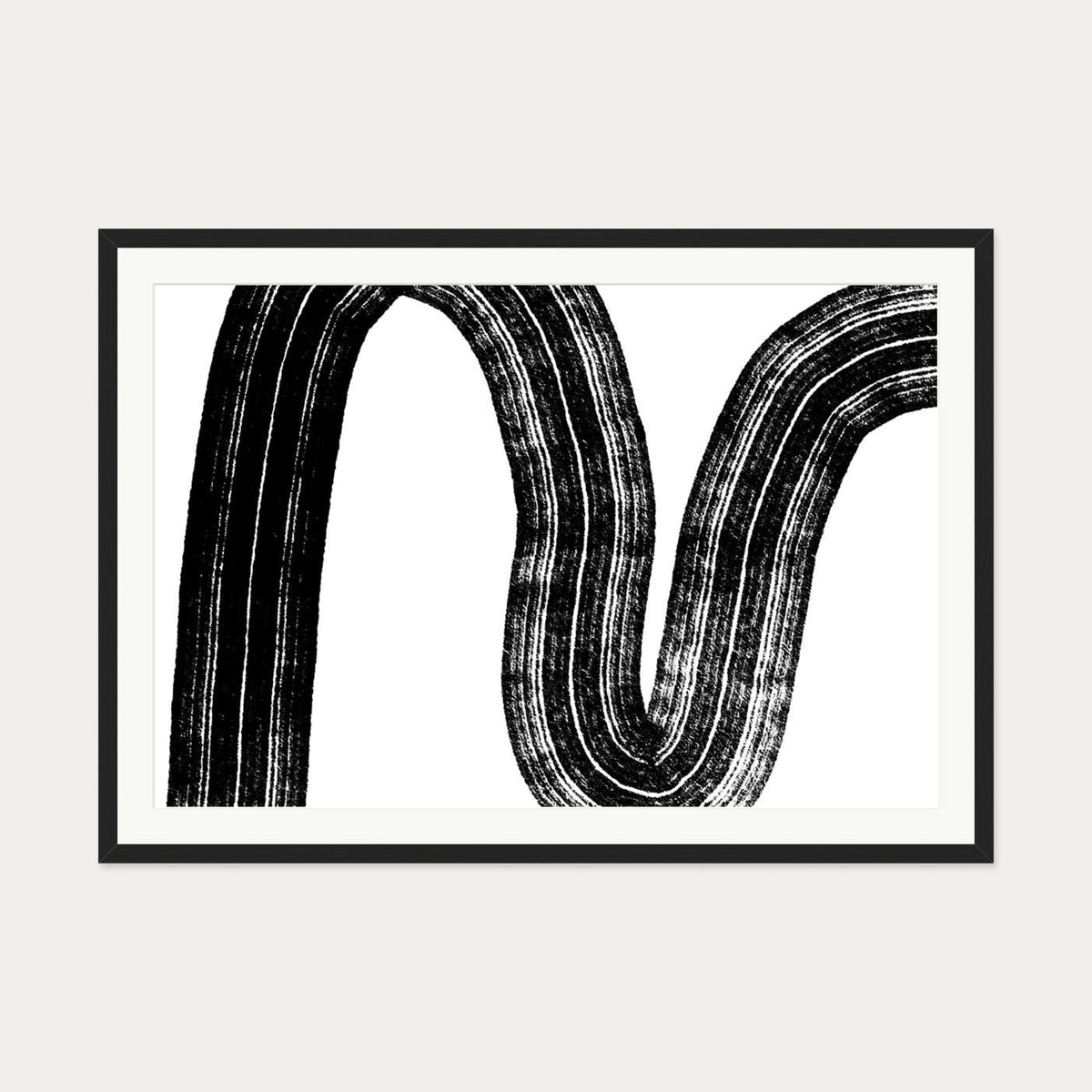 Brushed Line Art Print — 70 x 100 cm — Black Frame