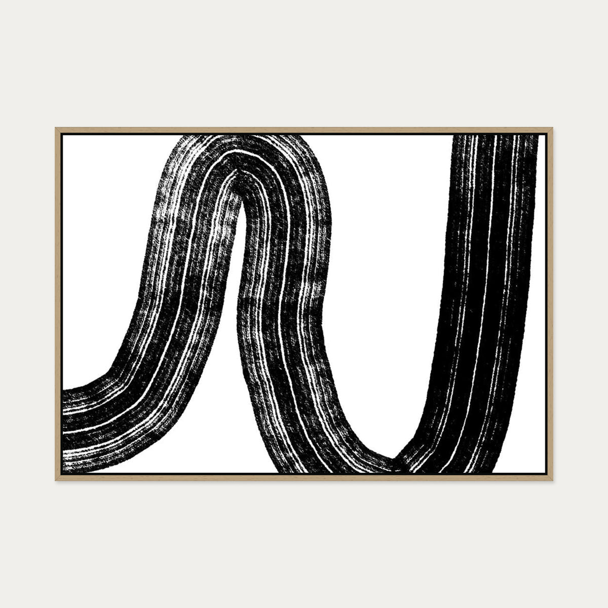 Brushed Line Canvas Art — 70 x 100 cm — Oak Frame