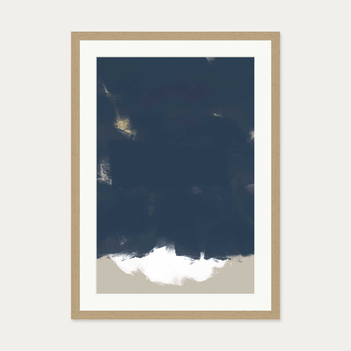 Brushed Navy Art Print — 50 x 70 cm — Oak Frame