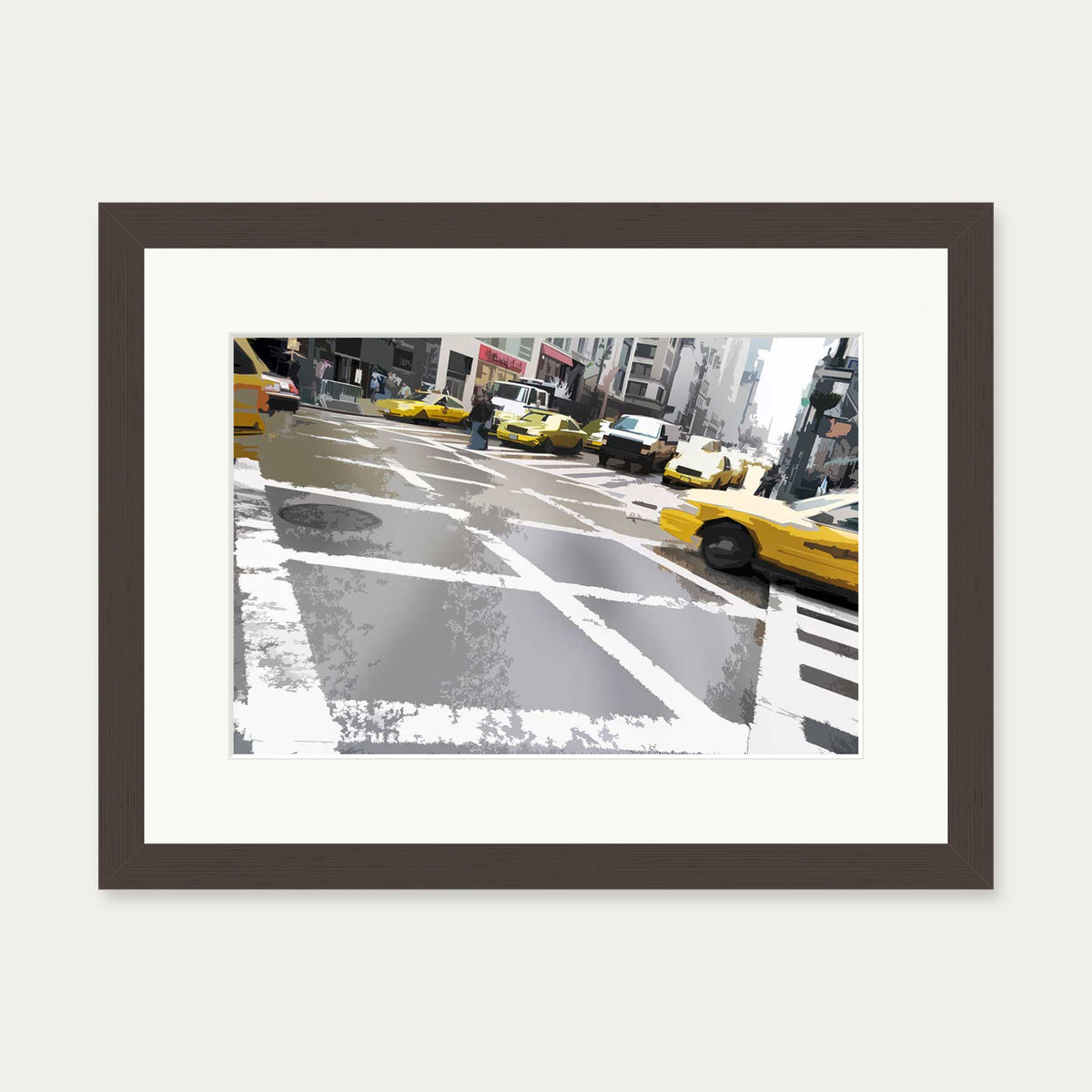 Brushed New York Crossing Art Print — 30 x 40 cm — Brown Frame