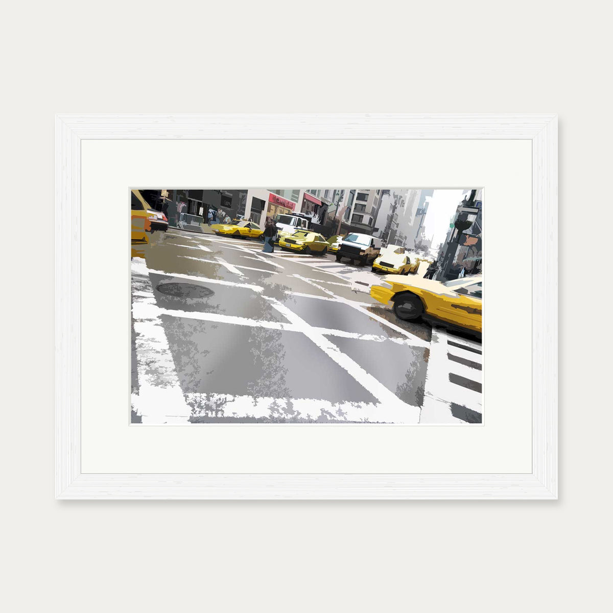Brushed New York Crossing Art Print — 30 x 40 cm — White Frame