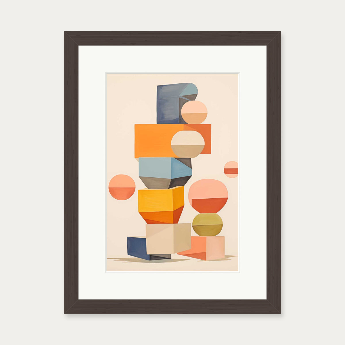 Building Blocks Art Print — 30 x 40 cm — Brown Frame