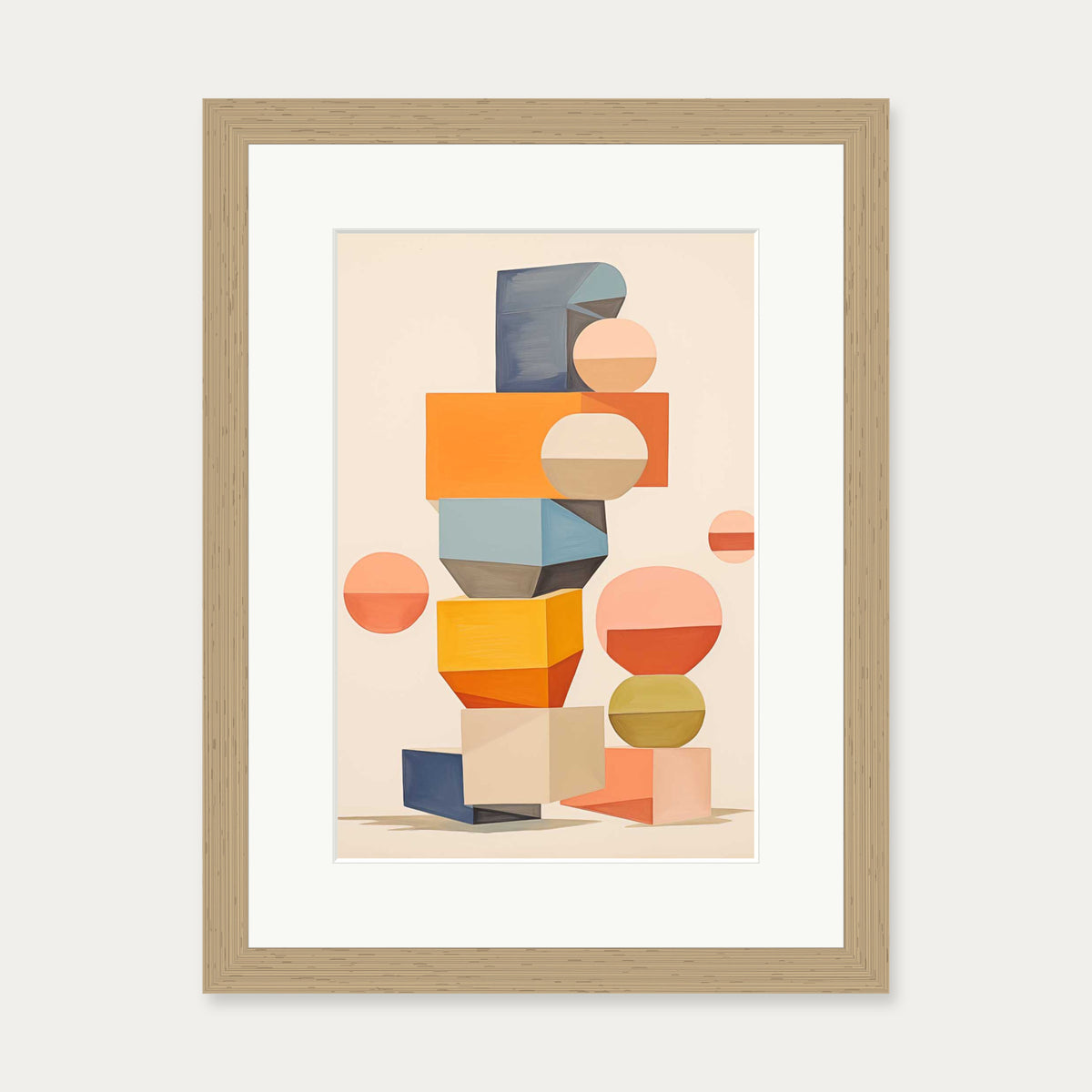 Building Blocks Art Print — 30 x 40 cm — Oak Frame