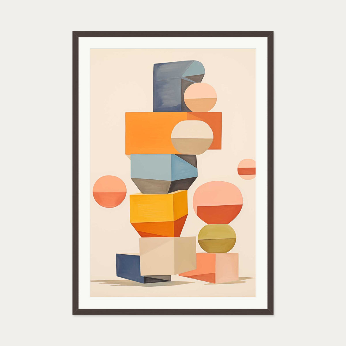 Building Blocks Art Print — 70 x 100 cm — Brown Frame
