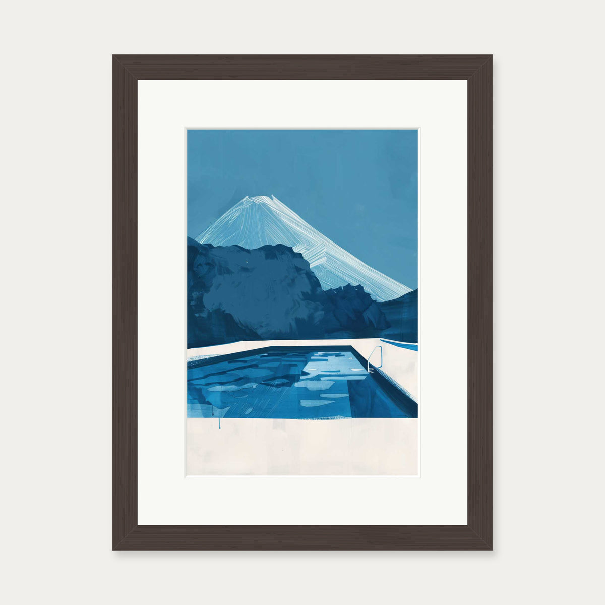 By The Pool Art Print — 30 x 40 cm — Brown Frame