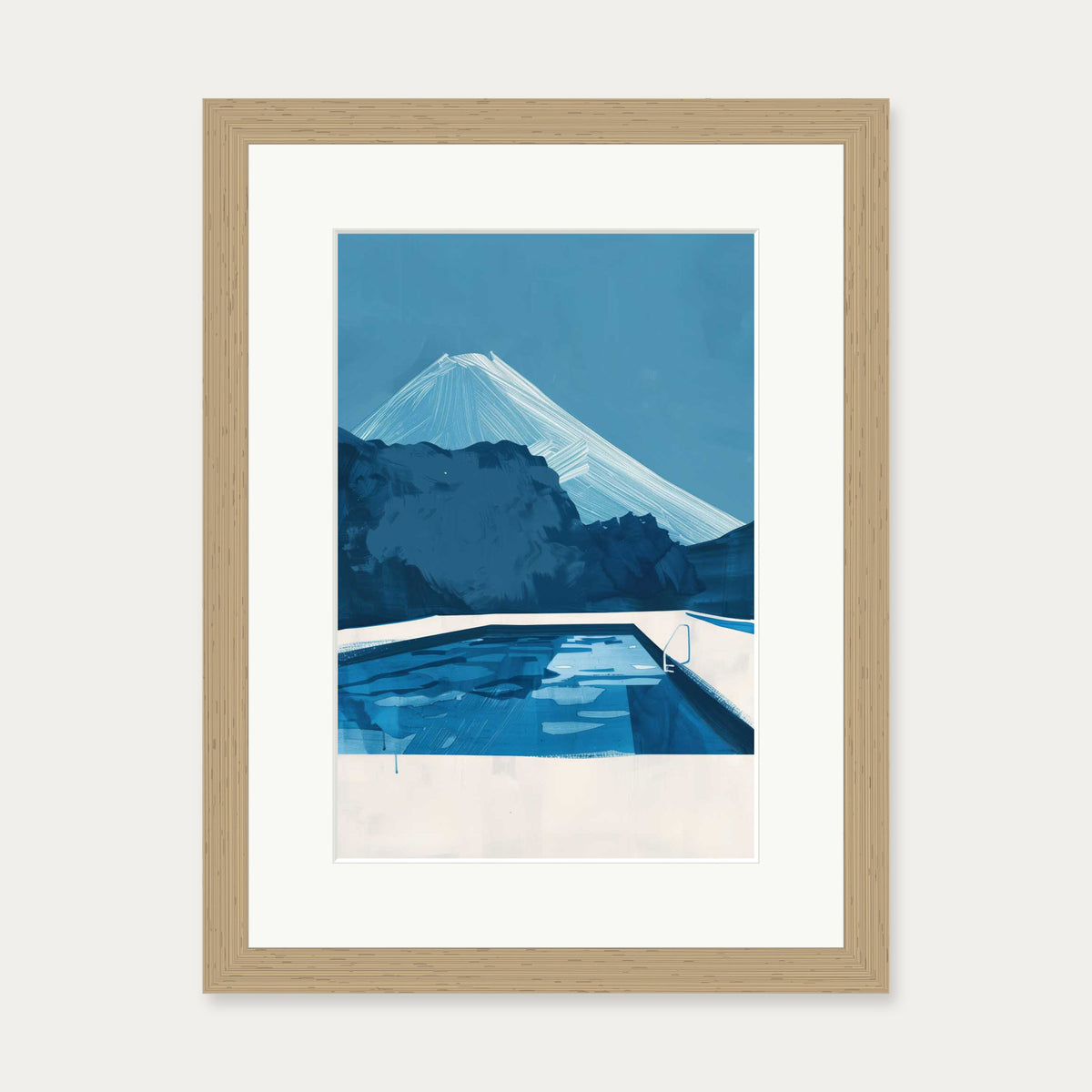 By The Pool Art Print — 30 x 40 cm — Oak Frame