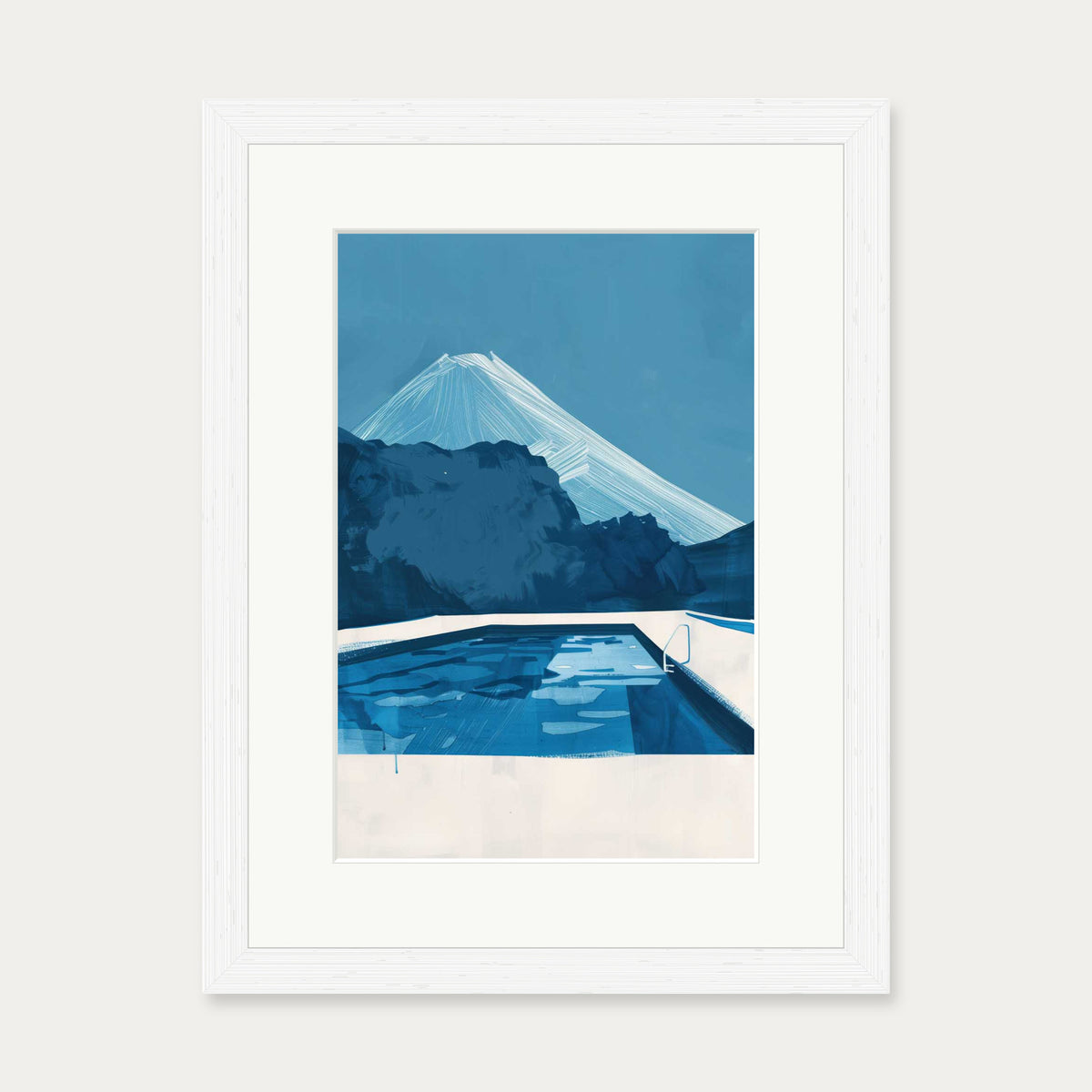 By The Pool Art Print — 30 x 40 cm — White Frame