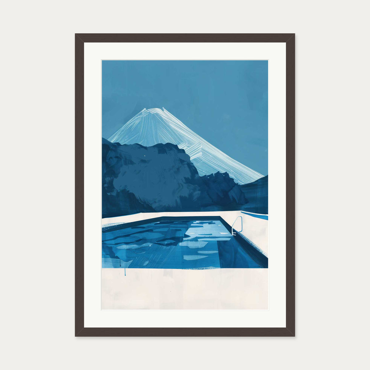 By The Pool Art Print — 50 x 70 cm — Brown Frame