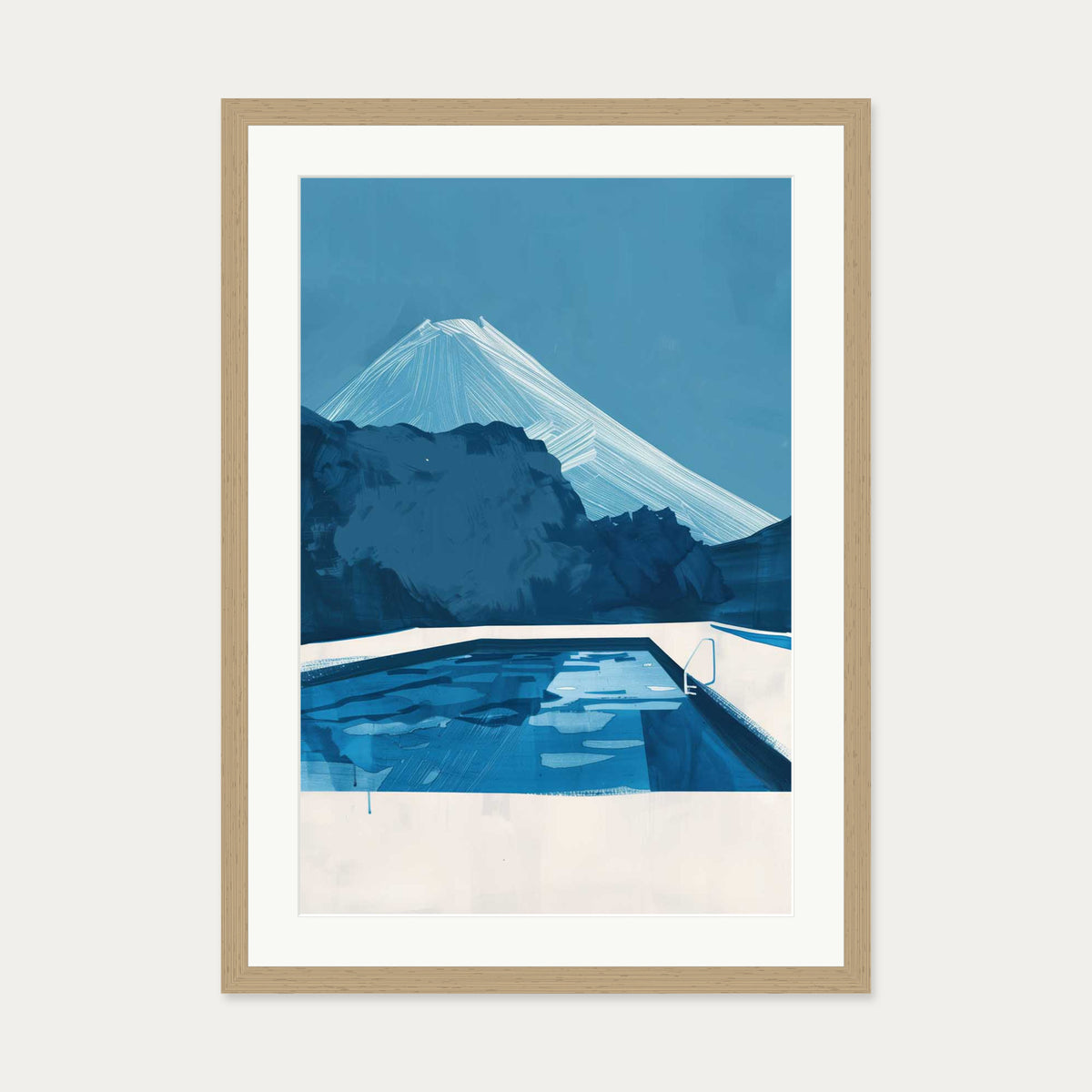 By The Pool Art Print — 50 x 70 cm — Oak Frame