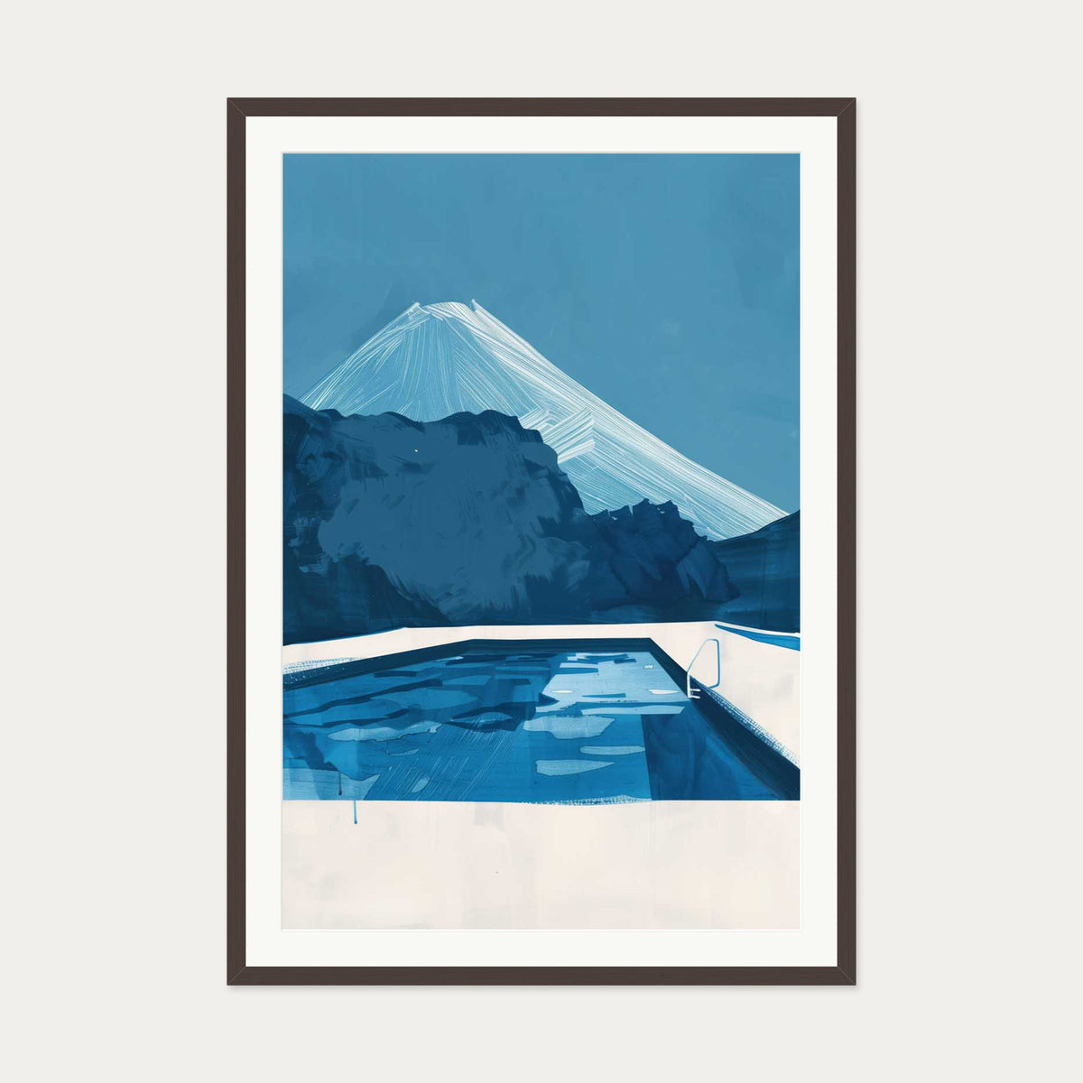 By The Pool Art Print — 70 x 100 cm — Brown Frame