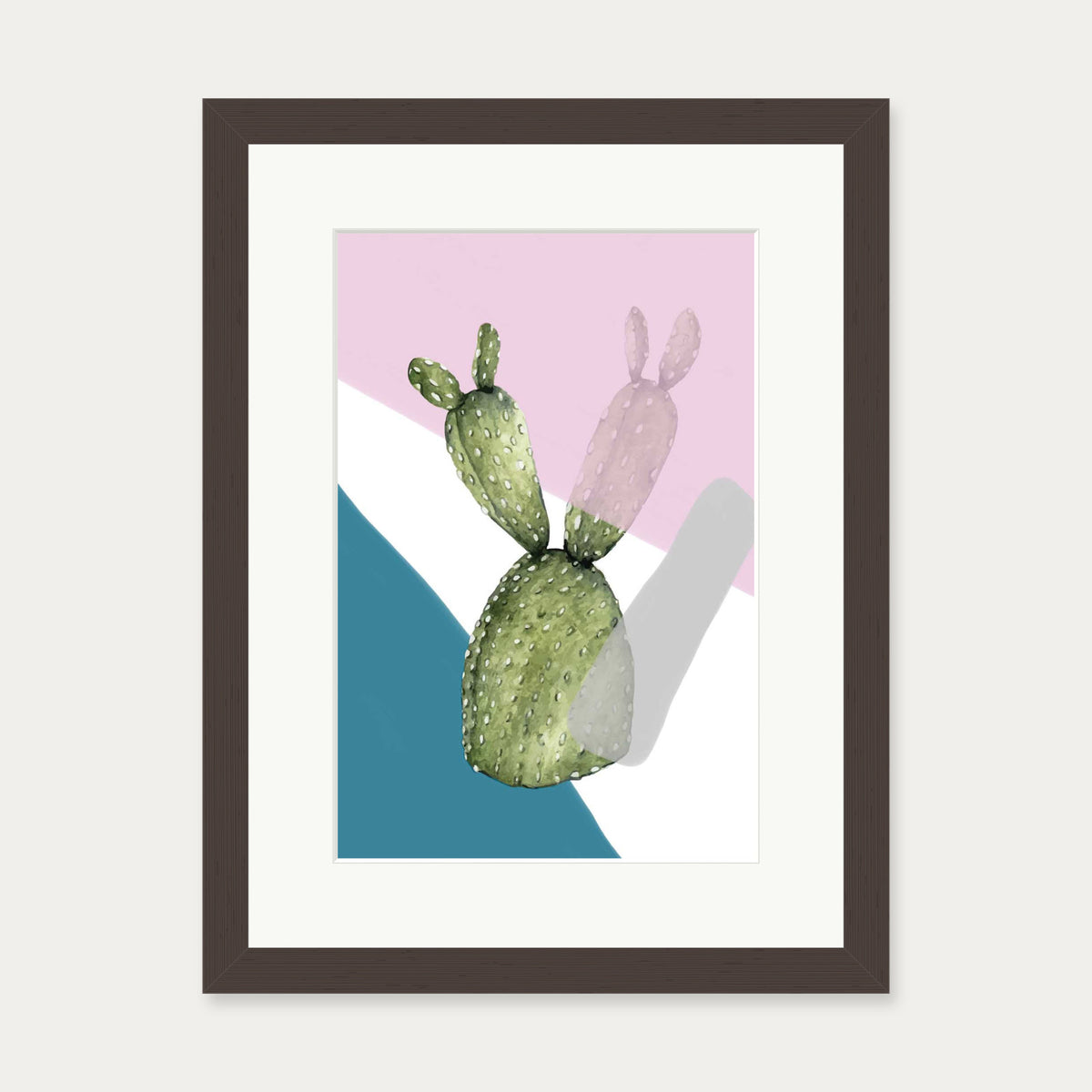 Cactus Contemporary Art Print — 30 x 40 cm — Brown Frame
