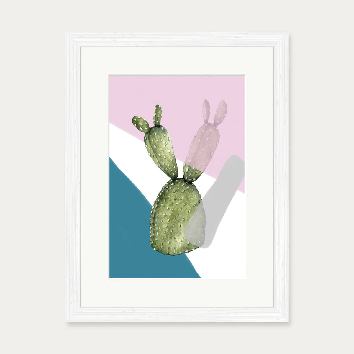 Cactus Contemporary Art Print — 30 x 40 cm — White Frame