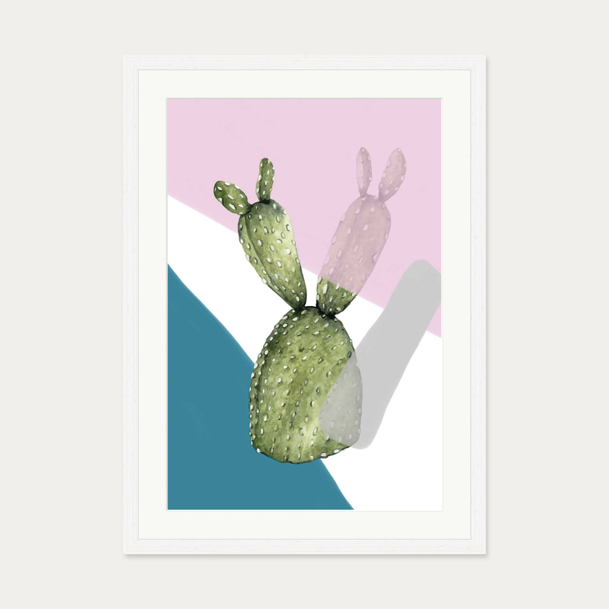 Cactus Contemporary Art Print — 50 x 70 cm — White Frame
