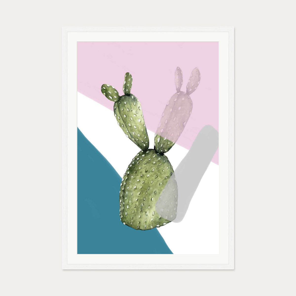 Cactus Contemporary Art Print — 70 x 100 cm — White Frame