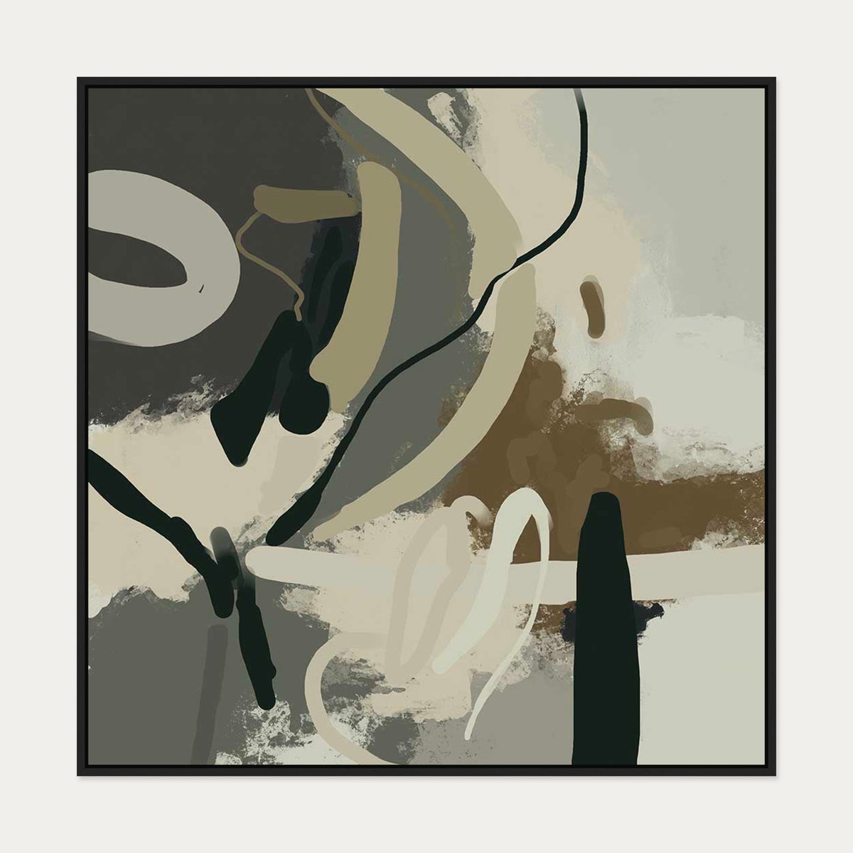Camouflage I Canvas Art — 100 x 100 cm — Black Frame
