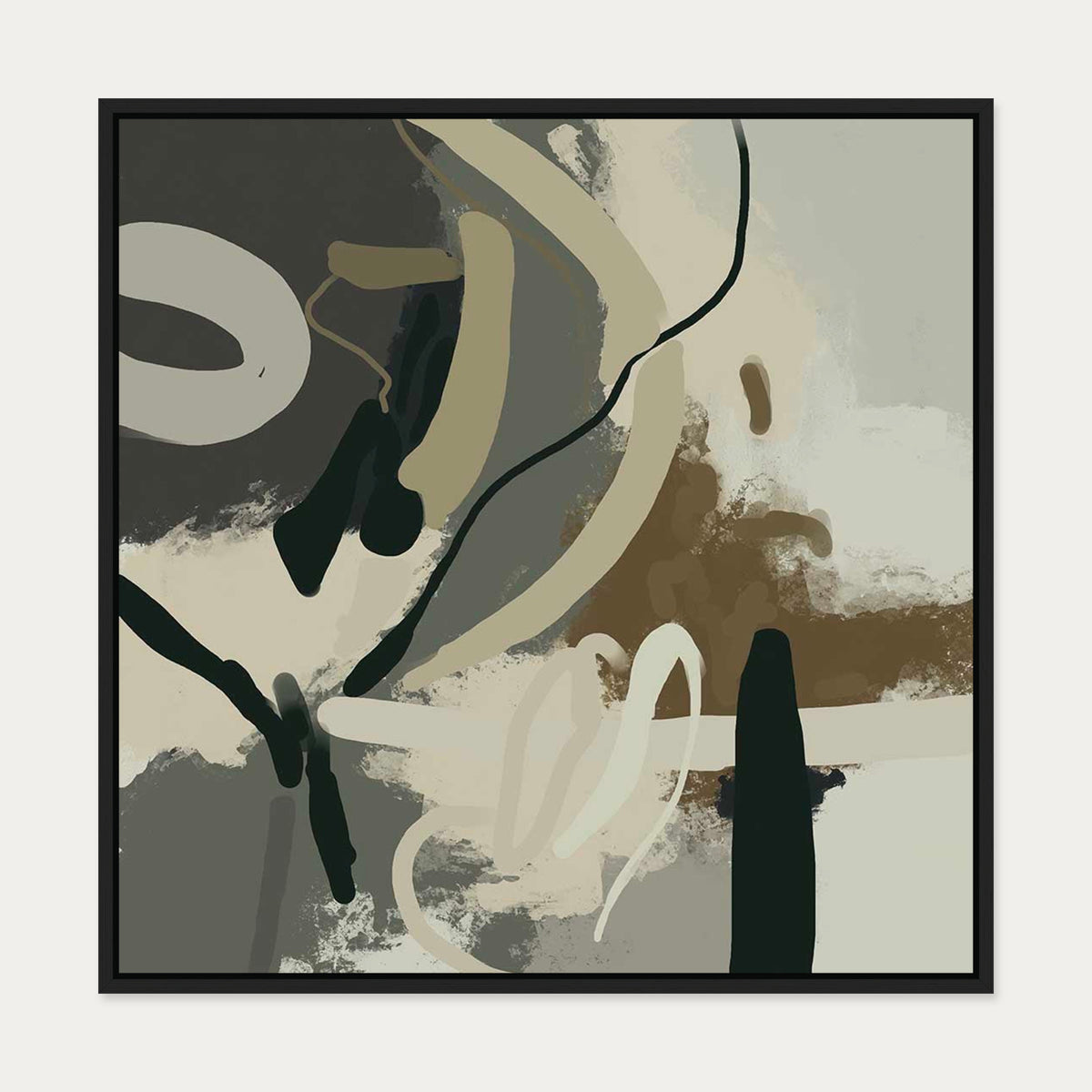 Camouflage I Canvas Art — 70 x 70 cm — Black Frame