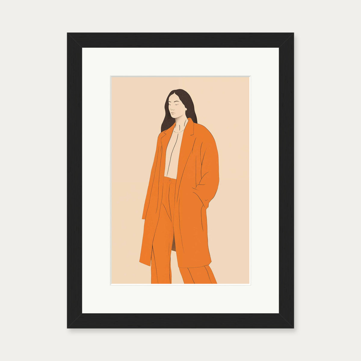 Cathy Art Print — 30 x 40 cm — Black Frame