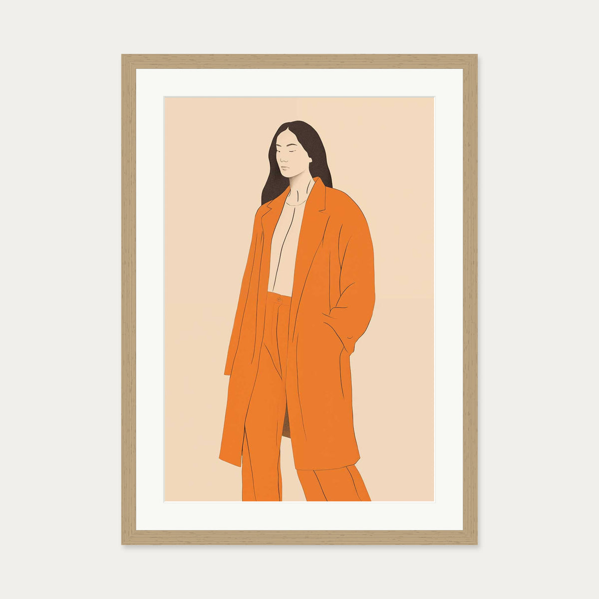 Cathy Art Print — 50 x 70 cm — Oak Frame