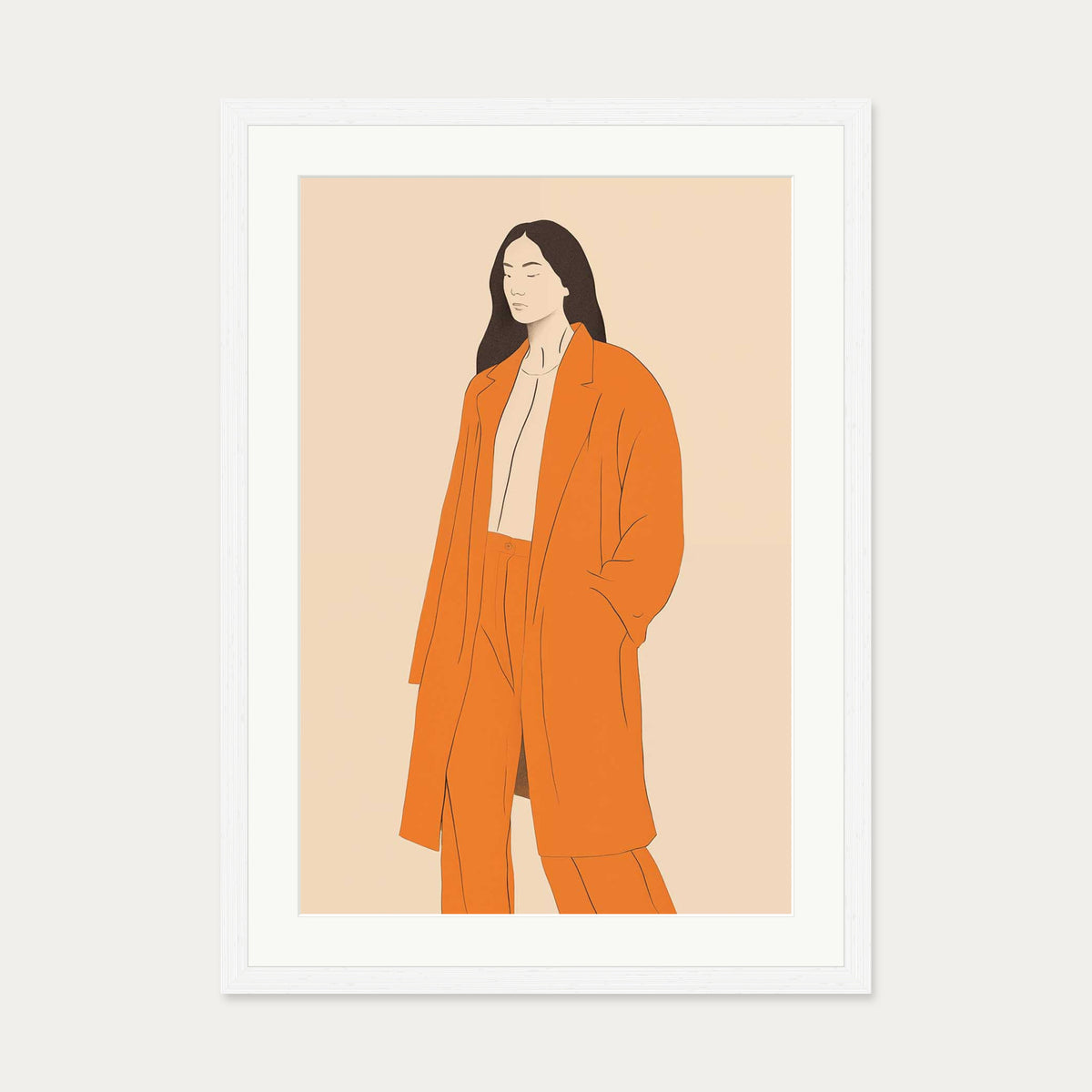 Cathy Art Print — 50 x 70 cm — White Frame