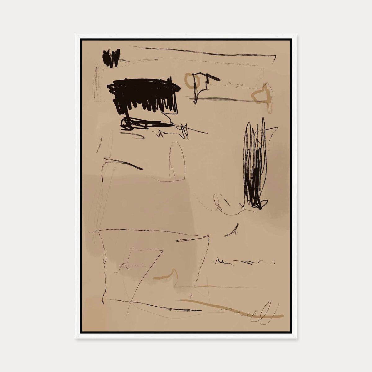 Cave Drawings II Canvas Art — 50 x 70 cm — White Frame