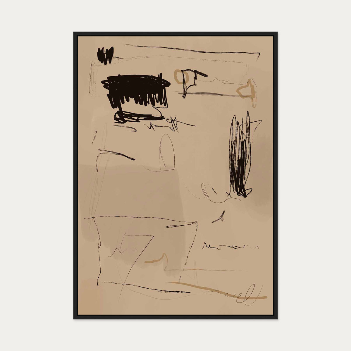 Cave Drawings II Canvas Art — 70 x 100 cm — Black Frame