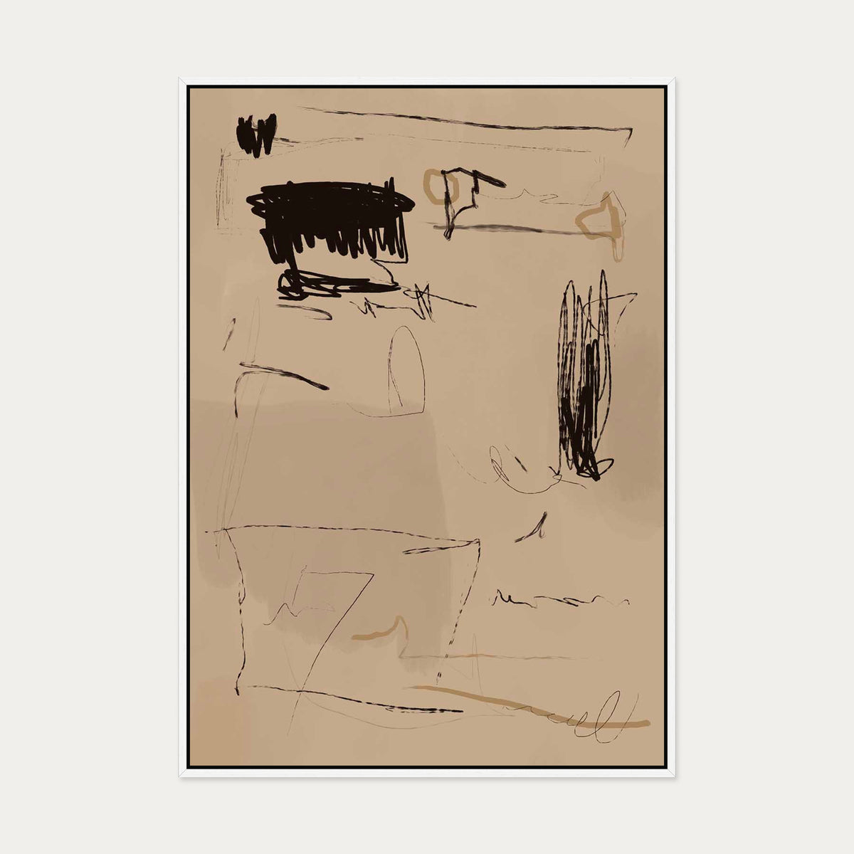 Cave Drawings II Canvas Art — 70 x 100 cm — White Frame