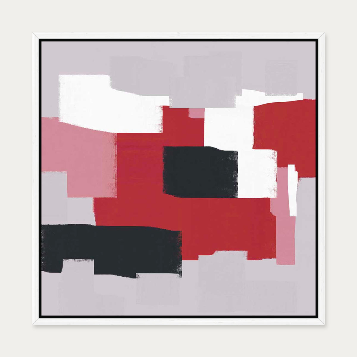 Chromatic Abstract In Red Canvas Art — 50 x 50 cm — White Frame