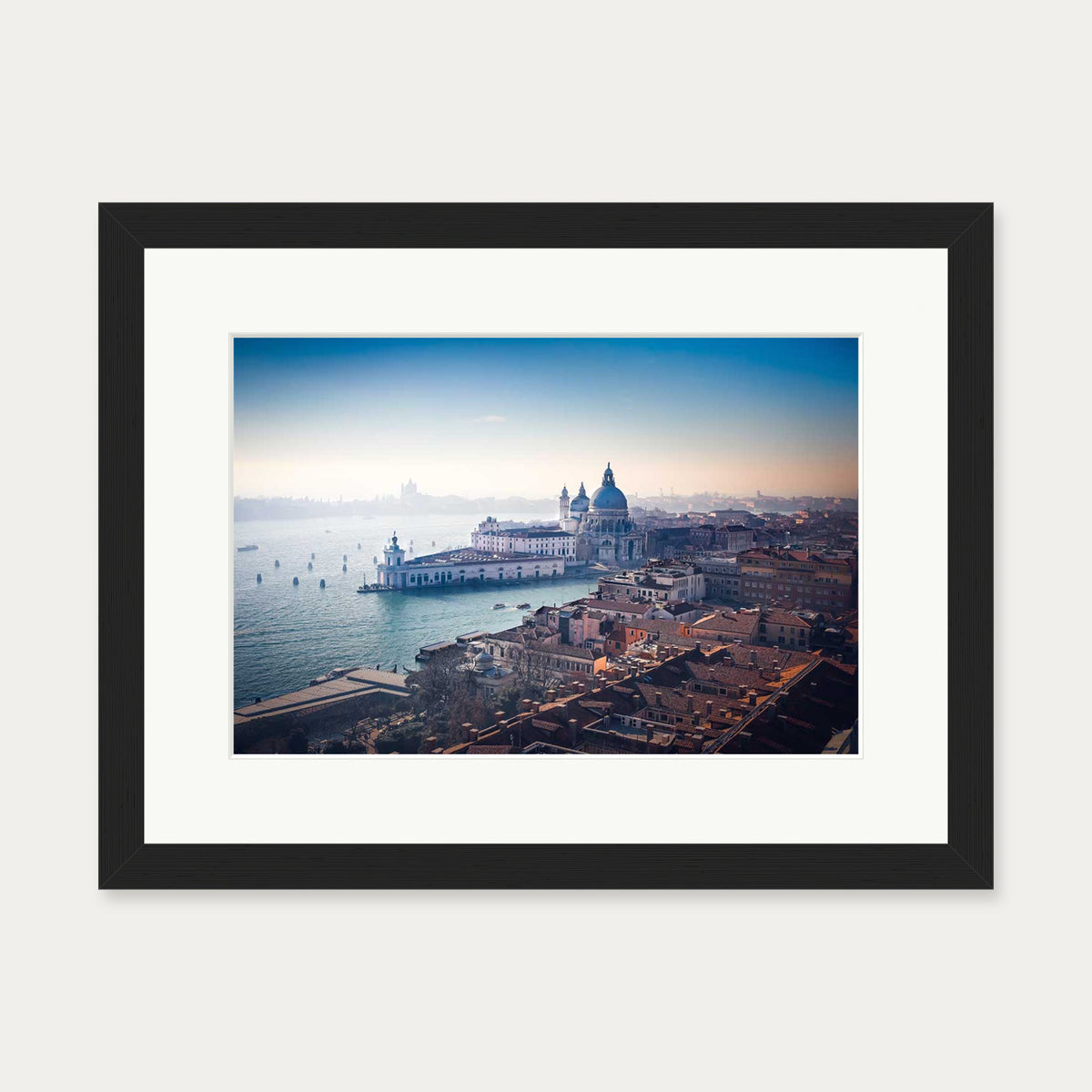 City On The Water Art Print — 30 x 40 cm — Black Frame
