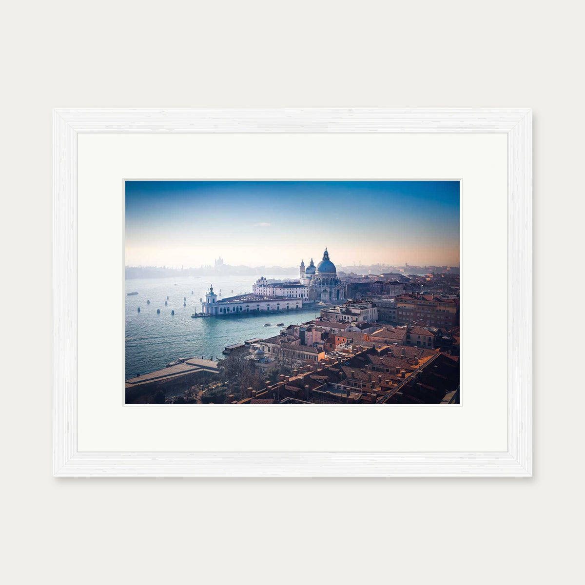 City On The Water Art Print — 30 x 40 cm — White Frame