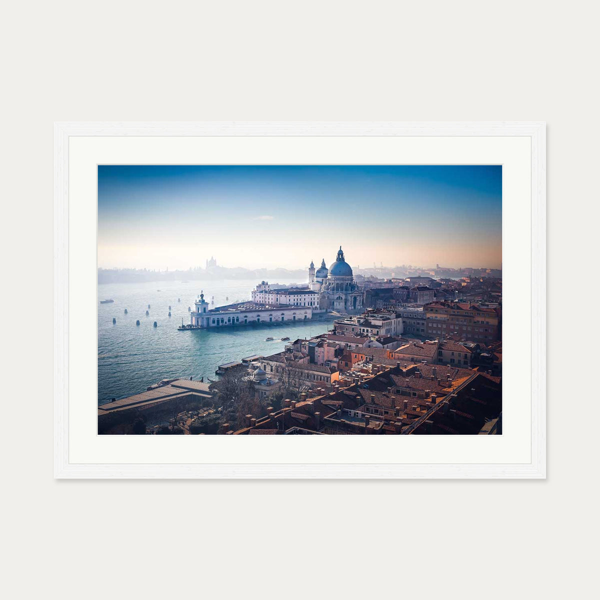 City On The Water Art Print — 50 x 70 cm — White Frame